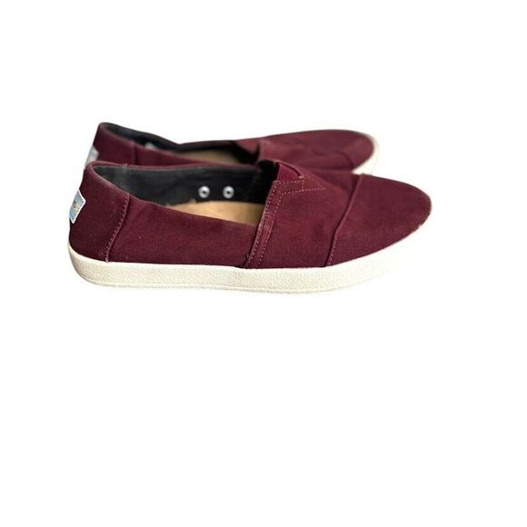 TOMS Alpargata Slip On Sneakers Shoes Size 7.5 Red Maroon Canvas Womens Casual - Picture 6 of 9